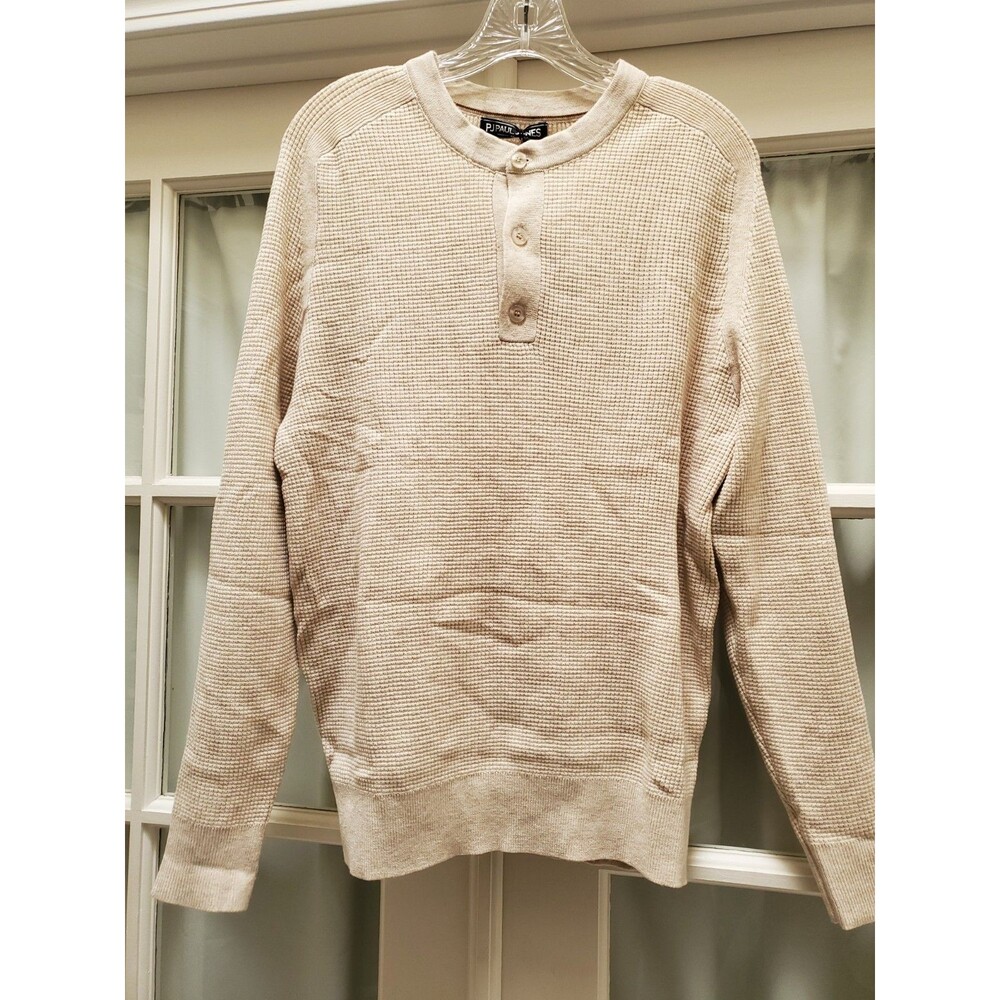 NWT PJ Paul Jones Mens Casual Pullover Waffle Textured Henley Sweater - Size M